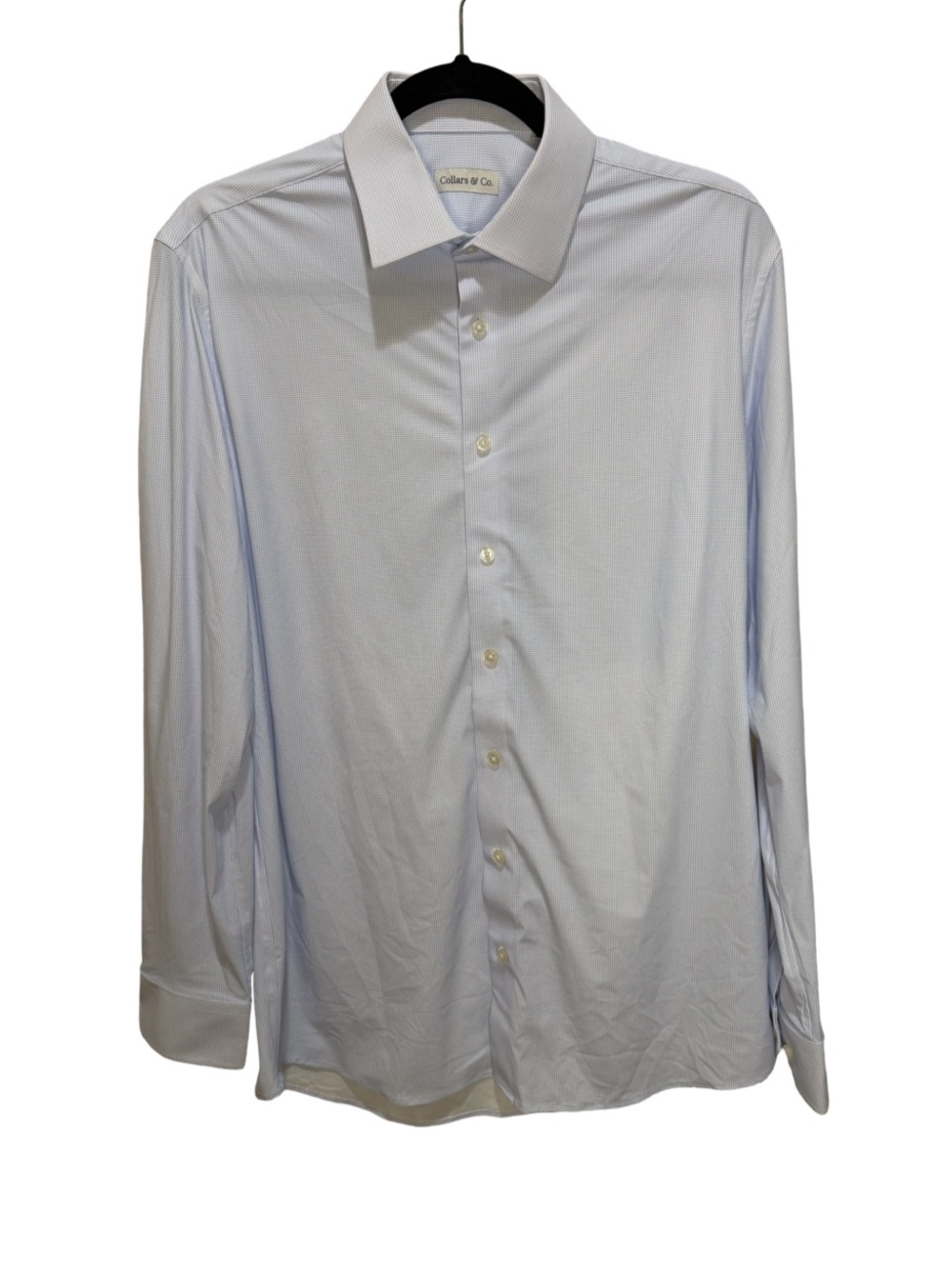 Collars & Co. Quattro Flex Dress Shirt with Semi-Spread Collar - Blue M